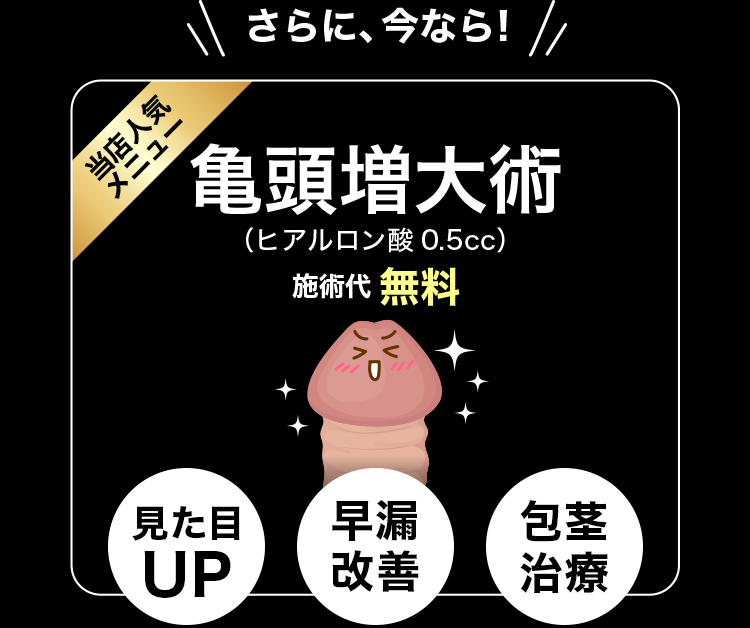 亀頭増大術（ヒアルロン酸0.5cc）