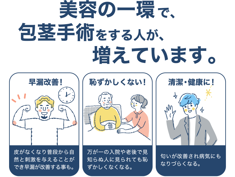 美容の一環で包茎手術をする人が、増えています。